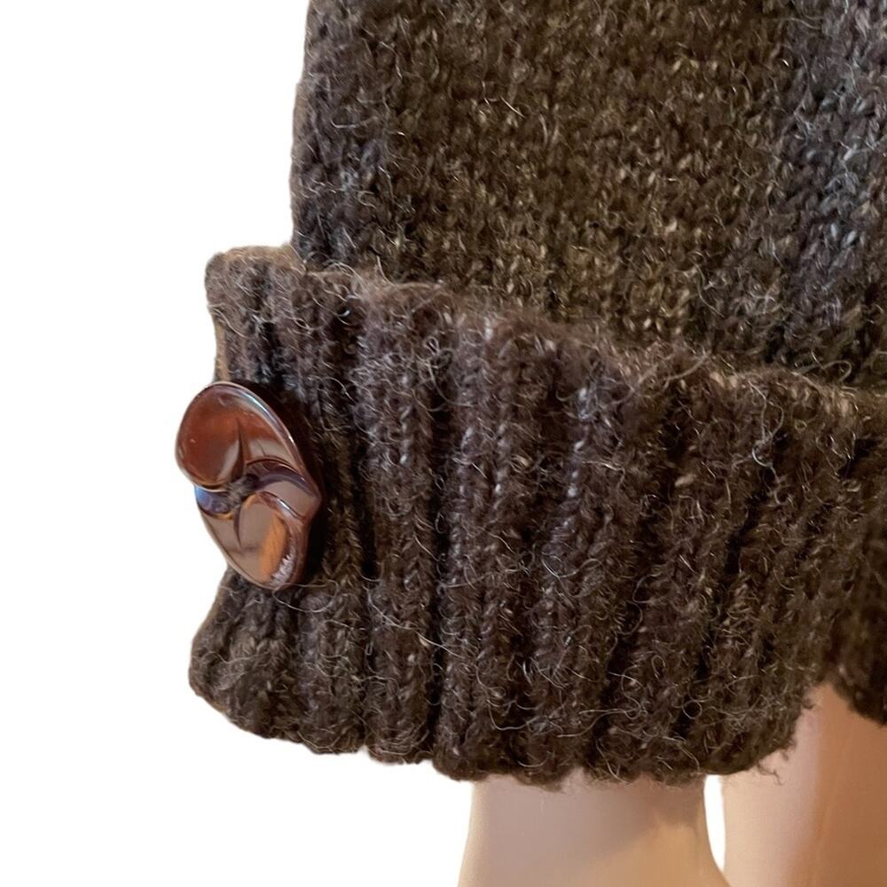 Alberto Makali Cardigan Womens M Brown Wool Boho Knit Sweater Collar Tie Front - Picture 7 of 11